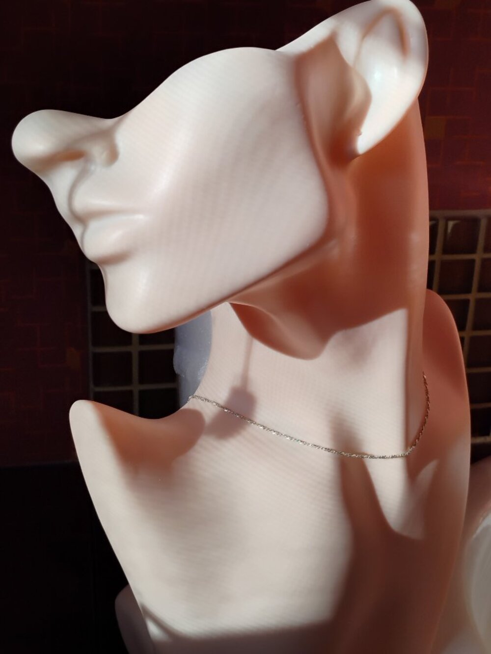 Solid Silver Choker Necklace, Hallmarked 925 - Twisted Singapore Chain, 35 cm
